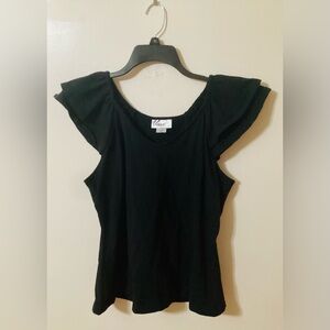 Vixen By Micheline Pitt Black Scoop Neck Top   Size 2X   New